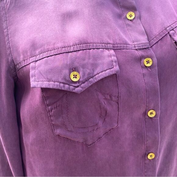 TRUE RELIGION purple silk button down size XS - Picture 6 of 12